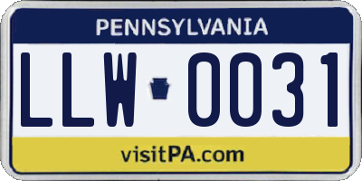 PA license plate LLW0031