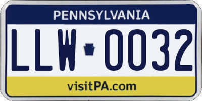 PA license plate LLW0032