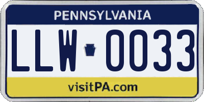 PA license plate LLW0033