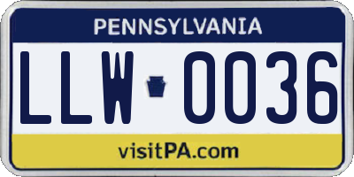 PA license plate LLW0036