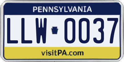PA license plate LLW0037