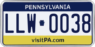 PA license plate LLW0038