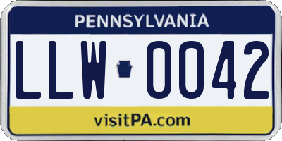 PA license plate LLW0042