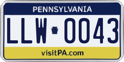 PA license plate LLW0043