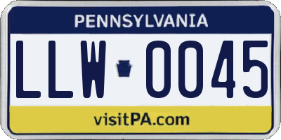 PA license plate LLW0045