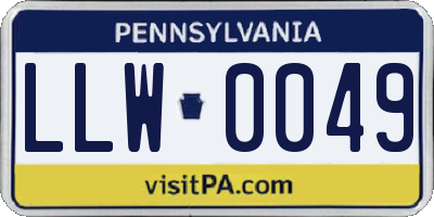 PA license plate LLW0049