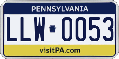PA license plate LLW0053