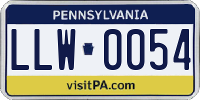 PA license plate LLW0054