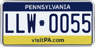 PA license plate LLW0055