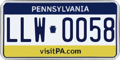 PA license plate LLW0058