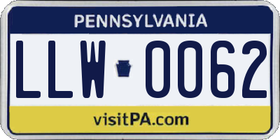 PA license plate LLW0062