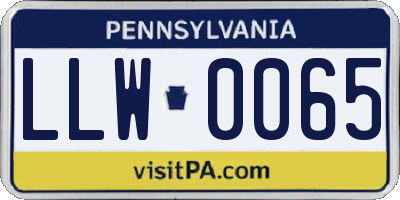 PA license plate LLW0065
