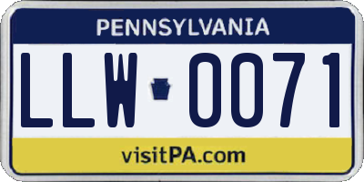 PA license plate LLW0071