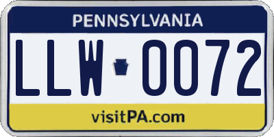 PA license plate LLW0072