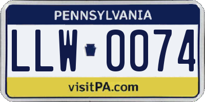 PA license plate LLW0074