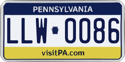 PA license plate LLW0086