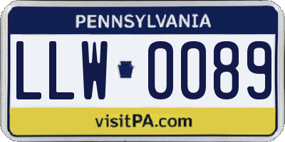 PA license plate LLW0089