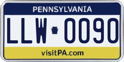 PA license plate LLW0090