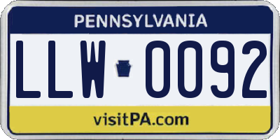 PA license plate LLW0092
