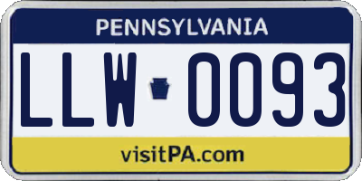 PA license plate LLW0093