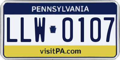 PA license plate LLW0107