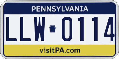 PA license plate LLW0114