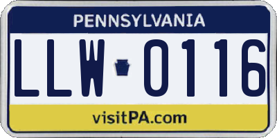 PA license plate LLW0116