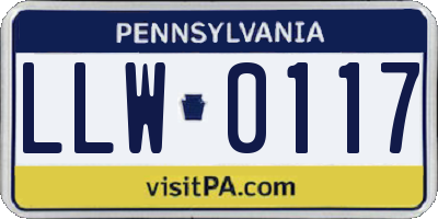 PA license plate LLW0117
