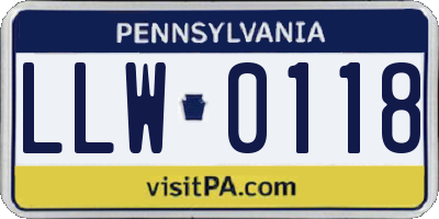 PA license plate LLW0118
