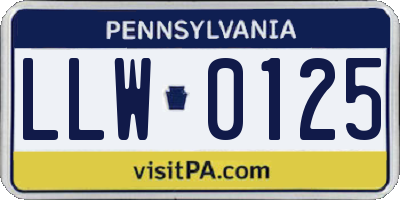 PA license plate LLW0125