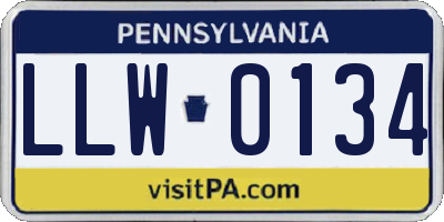 PA license plate LLW0134