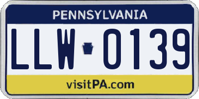 PA license plate LLW0139