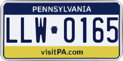 PA license plate LLW0165