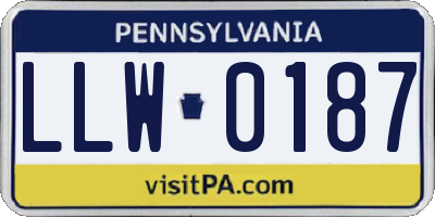 PA license plate LLW0187