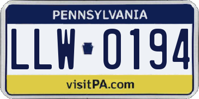PA license plate LLW0194