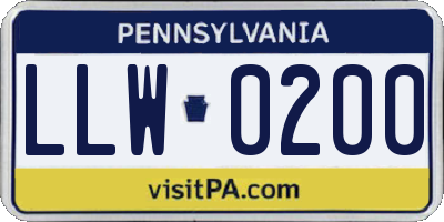PA license plate LLW0200