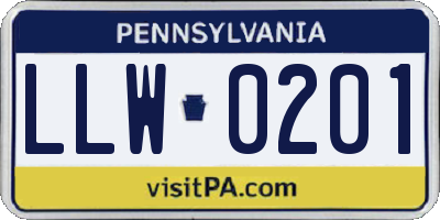 PA license plate LLW0201