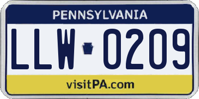 PA license plate LLW0209