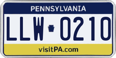 PA license plate LLW0210
