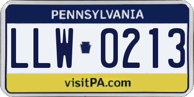 PA license plate LLW0213