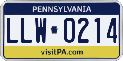PA license plate LLW0214