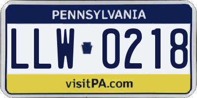 PA license plate LLW0218