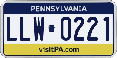 PA license plate LLW0221