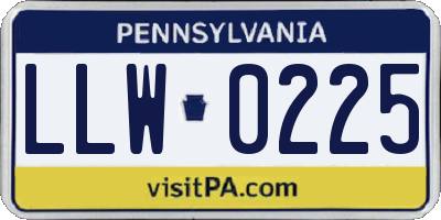 PA license plate LLW0225