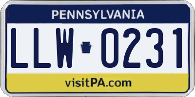 PA license plate LLW0231