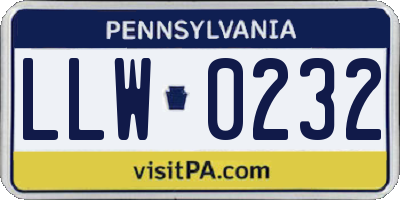 PA license plate LLW0232