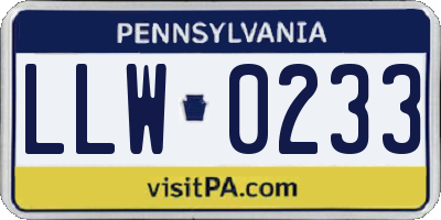 PA license plate LLW0233