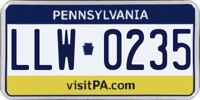 PA license plate LLW0235