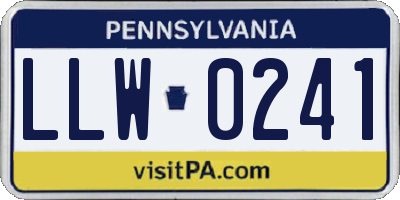 PA license plate LLW0241