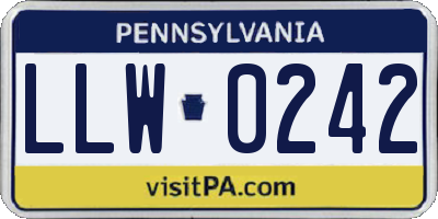PA license plate LLW0242
